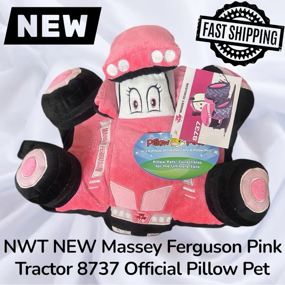 NWT NEW Massey Ferguson Pink Tractor 8737 Official Pillow Pet FAST SHIPPING - Picture 1 of 9